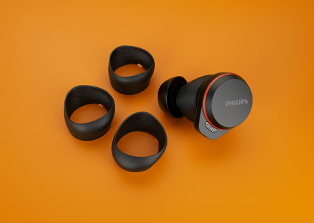 Casque sport sans fil True Wireless Philips avec stabilisateurs interchangeables disponibles en plusieurs tailles