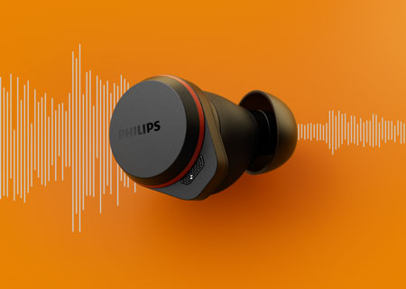Illustration montrant le fonctionnement de la réduction du bruit pour les casques sport sans fil True Wireless Philips
